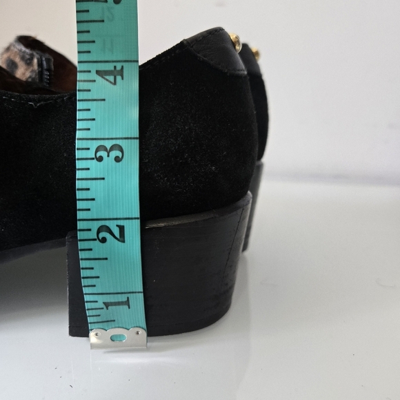 HISPANITAS Leather/Patent Leather/ Fur Black/Leopard Print Block Heel Shoes.40 - Picture 12 of 12
